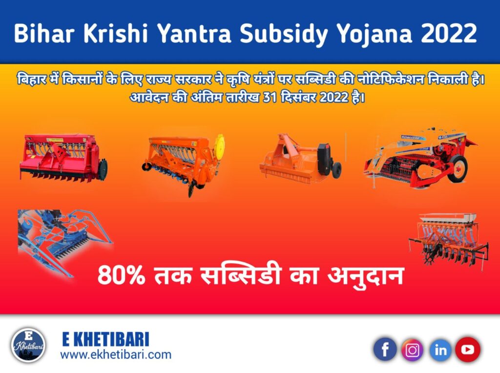 Bihar Krishi Yantra Subsidy Yojana 2022